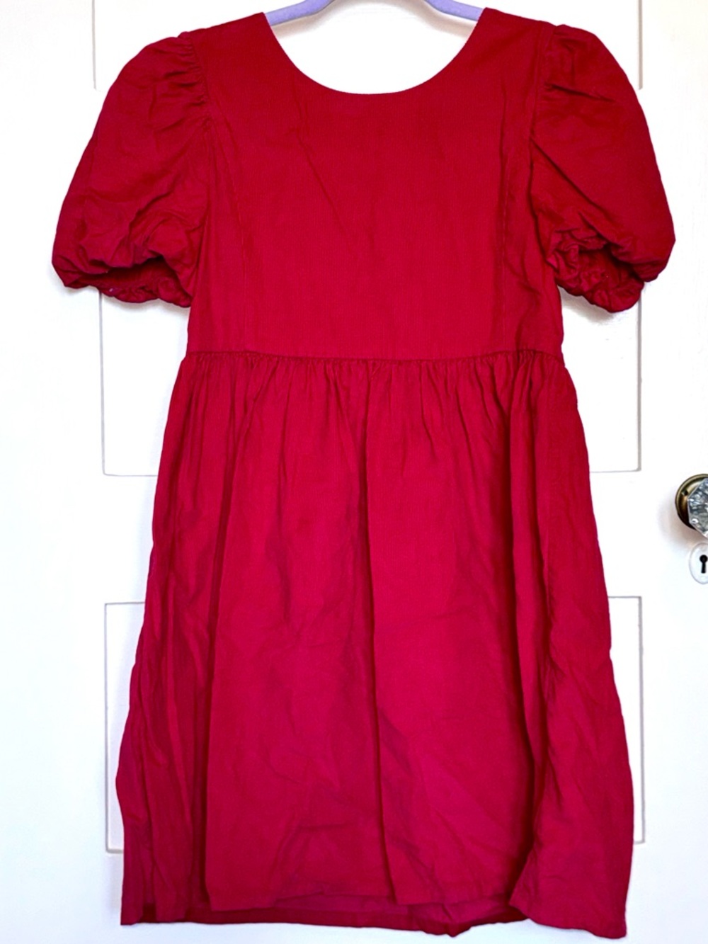 GAP Bright Red Puff-Sleeve Casual Dress